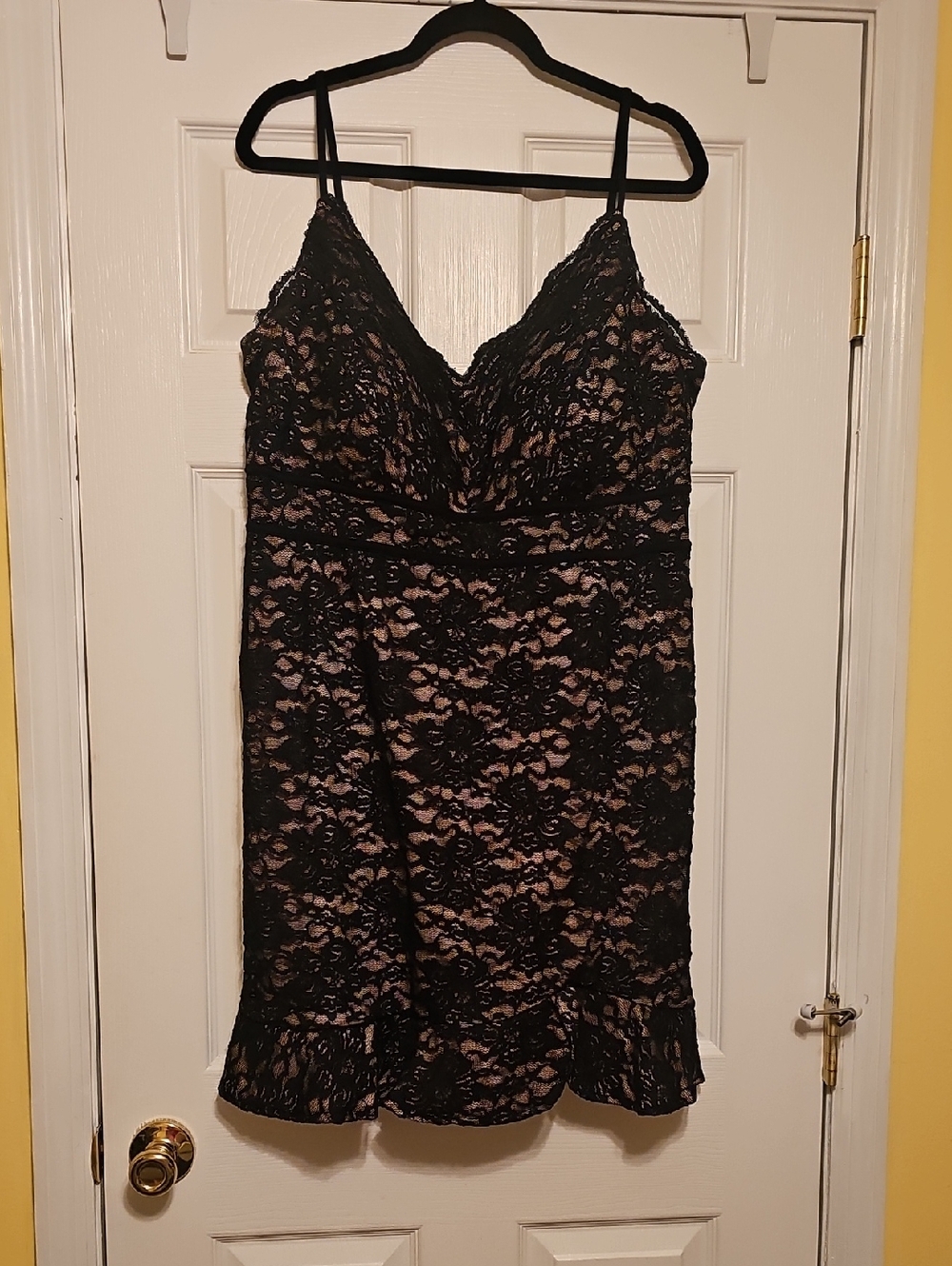 Morgan & Co. Black Lace Slip with Nude Underlay